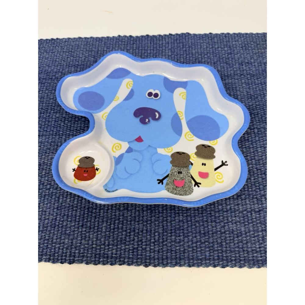 Vtg Blues Clues 3D Melamine Child Plate Salt Pepper & Paprika RARE